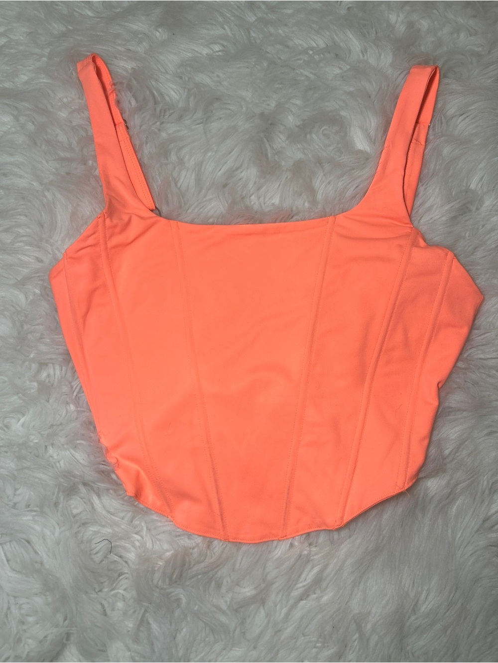 Reo Ria size XL Corset Top Soft Structured Neon orange coral  Zip Up Back